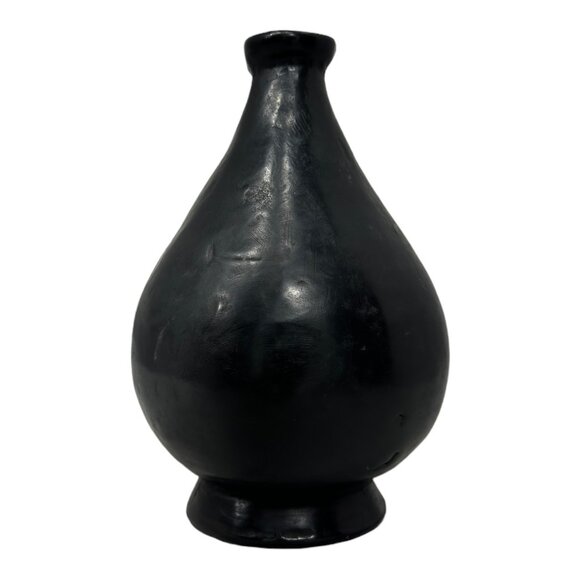 Barro Negro De Oaxaca Vintage Black Clay Vase 7" Artisan Made in Mexico - Picture 4 of 7